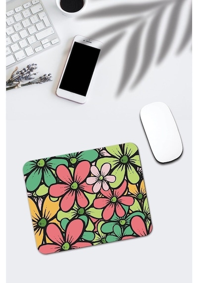 Rengarenk Çiçek Desenli Mouse Pad Mousepad