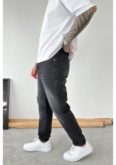 Füme Soft Degrade Yırtıklı Boyfriend Pantolon
