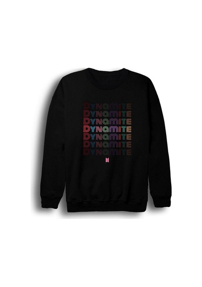 Dynamite Baskılı Bisiklet Yaka Sweatshirt Siyah