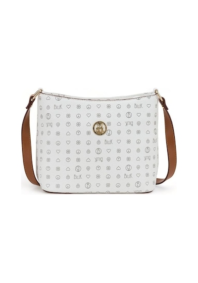 Bilik Deri Monogram Beyaz/taba Kadın Çapraz Askılı Çanta Nv 1008- 001