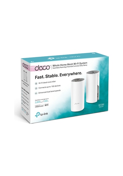 Tp-lınk Deco-e4, Ac1200, Üçlü Mesh, 1200mbps, Dual Band, 2port Megabit Lan, 370m2 Kapsama Alanı, Router, Geniş Alan İnternet Ağı Sağlayıcısı