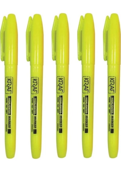 Kraf Fosforlu Kalem 2 Mm Uç No 340 Sarı 5 Adet