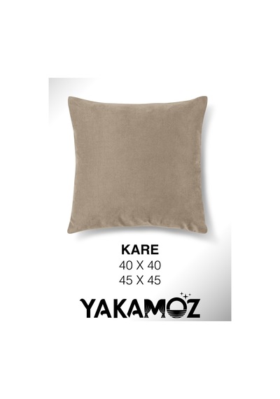 Kum Beji Kırlent , Yastık Kılıfı Kadife Görünümlü Velvet Touch Serisi Kum Beji