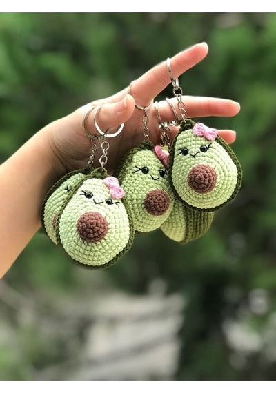Amigurumi Organik Oyuncak - Avakado Anahtarlık Yeşil