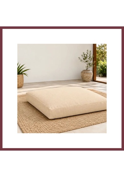 Storeşahin Düz Kare Yer Minderi 60 60 8 Cm Krem Dış Mekân Shn0720
