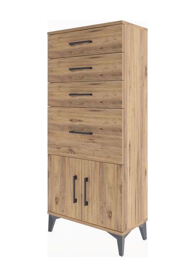 Arges Dolap 4 Çekmeceli 2 Kapaklı 60x30x134 Çam-çam Çam