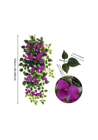 Yapay Çiçek Mor Begonvil Çiçeği 9 Dallı 100cm Sarkan Çiçek