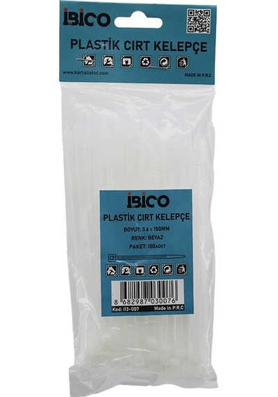 Beyaz 3.6x150mm Plastik Cırt Kelepçe 100pcs 4741