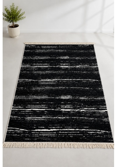 Kilim Paspas Çok Amaçlı Halı Makinede Yıkanabilir Toz Yapmaz Siyah 4