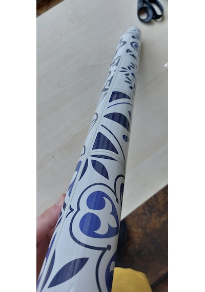 Mavi Çini Desenli Yapışkanlı Kaplama Kağıdı Büyük Boy 5 Metre