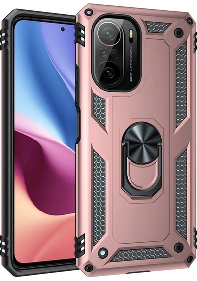 Newface Xiaomi Poco F3 Kılıf Sofya Yüzüklü Silikon Kapak Semeglbl - 98 - Rose