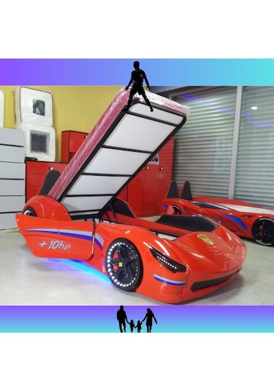 Bazalı Ve Yataklı Cabrio Arabalı Karyola Kırmızı Diğer Bazalı Ve Yataklı Cabrio Arabalı Karyola Kırmızı Diğer