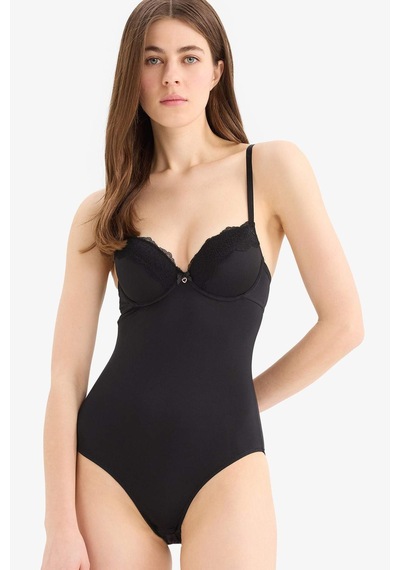 DeFacto Yarım Dolgulu Dantel Detaylı Bodysuit-Fall in Love D8168AX25SPBK81
