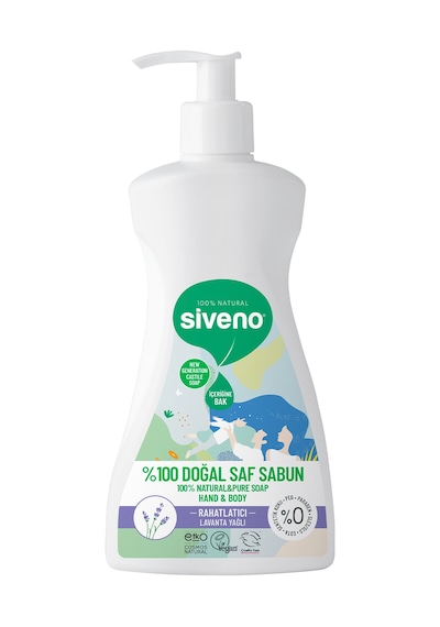 Siveno %100 Doğal Sıvı Kastil Sabun Lavanta Yağlı Cildi Rahatlatıcı Nemlendirici Bitkisel Vegan 300 ML