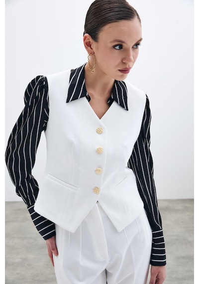 Sateen Yüksek Bel Pensli Pantolon - Ekru-135709 Ekru