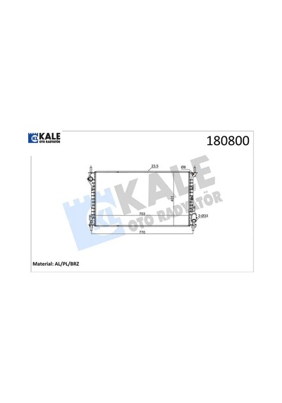 Motor Su Radyatoru Connect 1.8tdcı 03 06 Ya Da 09 13 Klımalı Kale Radyatör 8t168005ba/ 1365996