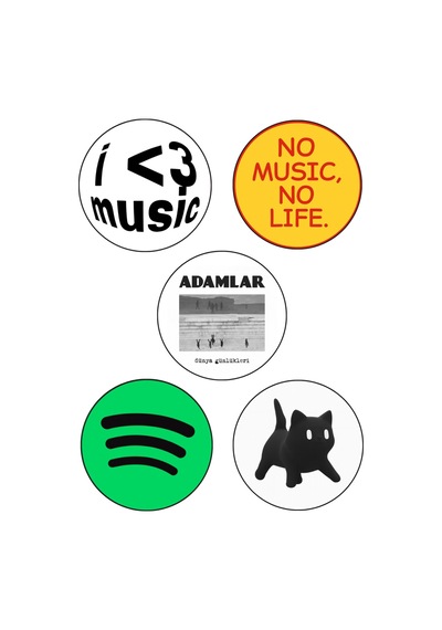 Müzik Ve Pop Kültür Temalı Rozet Seti Eğlenceli Tasarım Rozetler 15 Li Set Çok Renkli