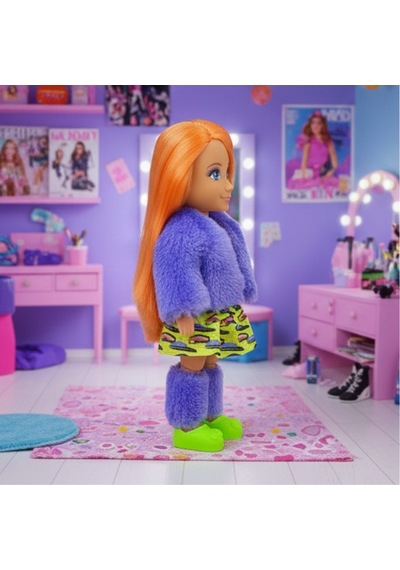 Moda İkonu Bebek Figür 13 Cm - Turuncu Saçlı Neon Şıklık