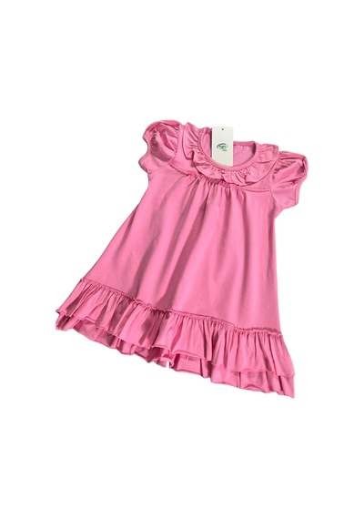 Fırfırlı Kız Çocuk Elbise-90686 Pembe