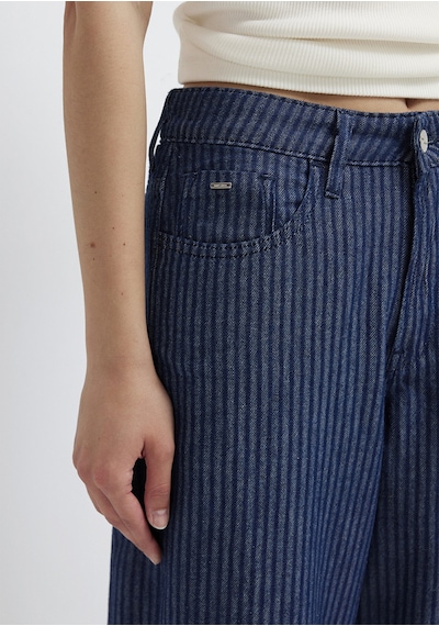 Mavi - Tiya Mavi Edition Keten Karışımlı Çizgili Jean Pantolon 1018900-a4227 Lacivert