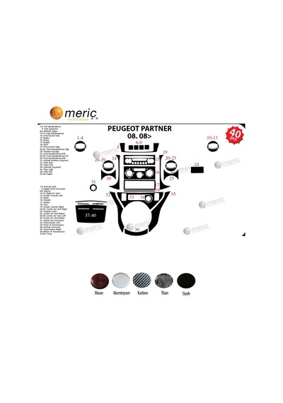 Meriç® Citroen Berlingo Ön Torpido Kaplama 40 Parça 2008-2018 (530156092)