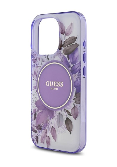 Apple iPhone 16 Pro Max Uyumlu Kılıf Guess Lisanslı Magsafe Şarj Özellikli Flower Tonal Circle Mor