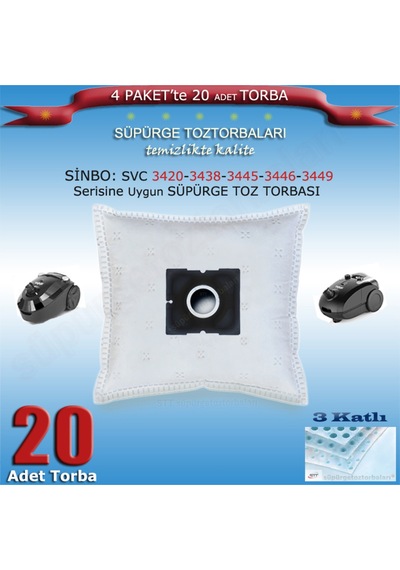 Svc 3420-3438-3445-3446-3449 Serisi Süpürge Toz Torbası 20 Adet 200120