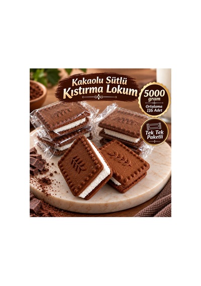 Kakaolu Bisküvili Ve Sütlü Lokumlu Kıstırma Lokum 5000 Gr