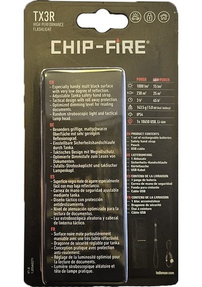 Chip Fire Tx3r Şarj Edilebilir El Feneri Siyah