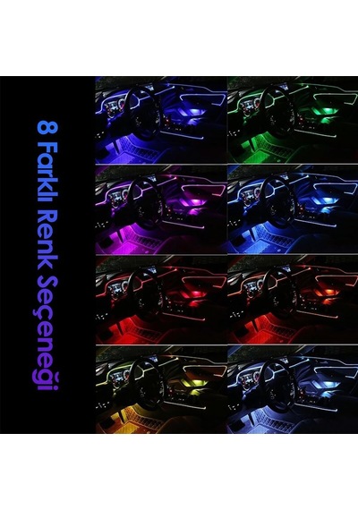 Mega Oto Market Ayak Altı Led 12 Ledli Lamba Sese Duyarlı Led Müziğe Duyarlı Led Çok Renkli