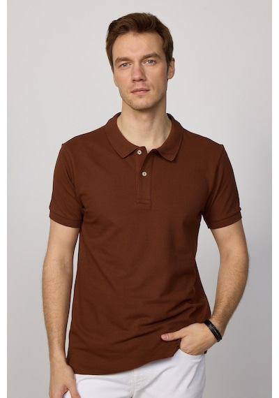 Tudors Erkek 5'li Paket Siyah-sarı-haki-ekru-kahverengi Slim Fit Pamuklu Düz Pike Polo Yaka Tişört-35586 Multi
