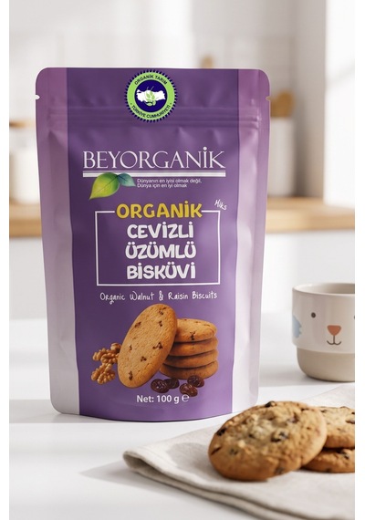Organik Cevizli Üzümlü Bisküvi Miks 100gr