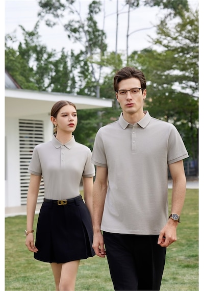 New Performance Premium Polo T-shirt 100% Pamuk Merserize Kayısı Gri