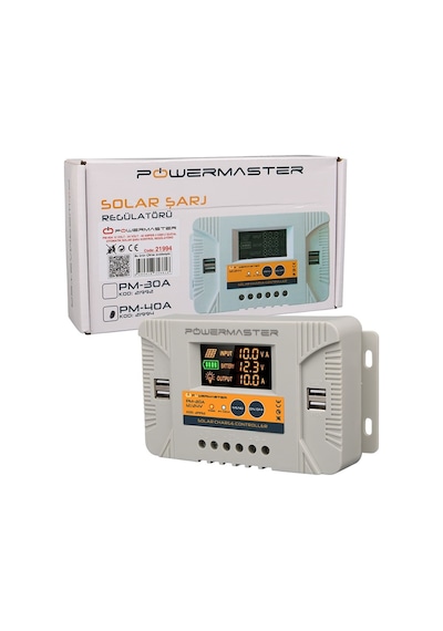 Powermaster Pm-40a 12v-24v 40 Amper 4 Usb Çıkışlı Dijital Ekranlı Solar Şarj Regülatörü