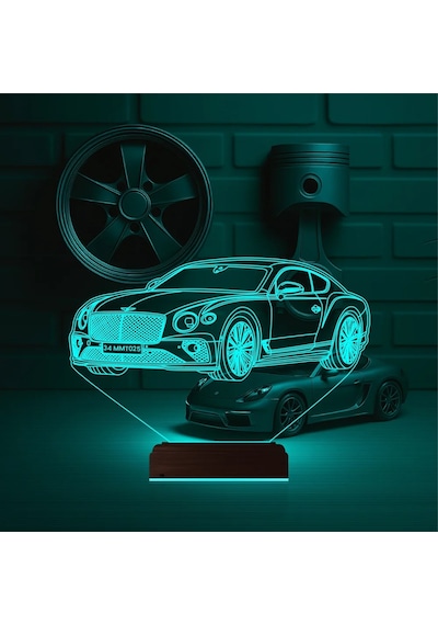Luvivia Araba Bentley Kişiye Özel 3d Lamba - Masa Gece Lambası Şeffaf