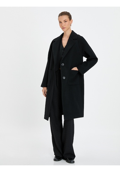 Koton Oversize Uzun Kaşe Kaban Kruvaze Düğmeli Cepli Siyah 4wak00050ew 4WAK00050EW999 Siyah Koton Oversize Uzun Kaşe Kaban Kruvaze Düğmeli Cepli Siyah 4wak00050ew 4WAK00050EW999 Siyah