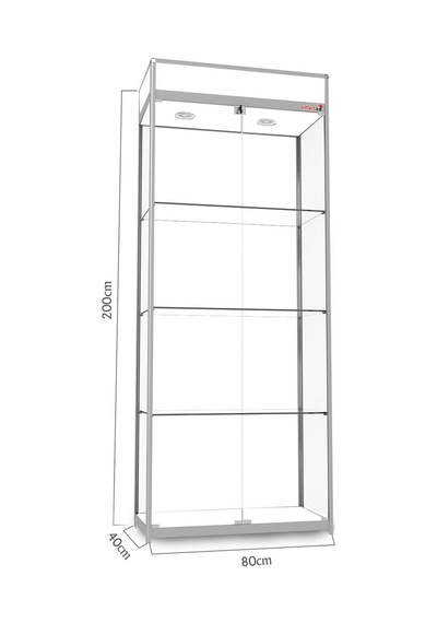 Camlı Vitrin - Cam Dolap - Camlı Koleksiyon Vitrini - Kurulu Ürün 200x80x40