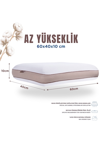 Pamuk Kılıflı Small Visco Ortopedik Yastık, Kahverengi, 60x40x10 Pamuk Kılıflı Small Visco Ortopedik Yastık, Kahverengi, 60x40x10
