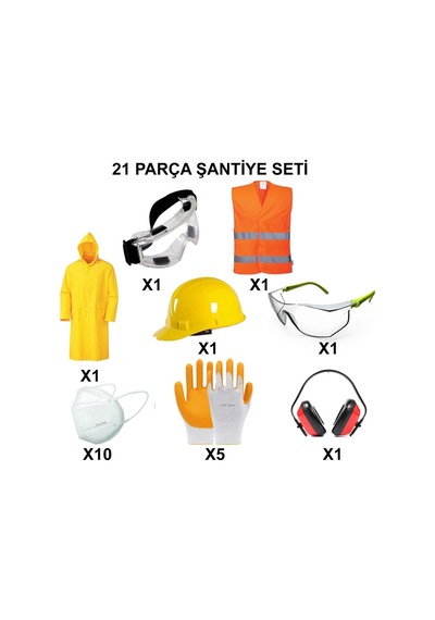 21 Parça Baret Eldiven Seti İle Şantiye Güvenliği