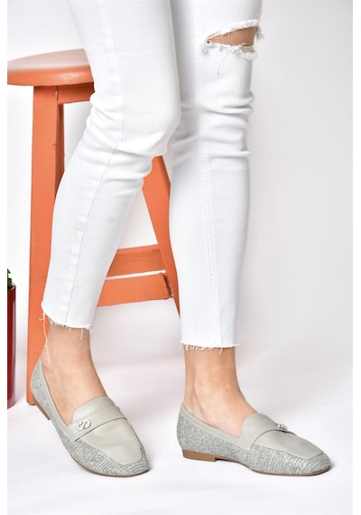 Fox Shoes P820940209 Gri Düz Tabanlı Günlük Kadın Babet Gri-suni Deri Gri