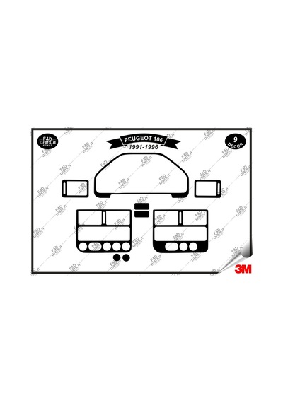 Peugeot 106 1991-1996 Torpido Konsol Trim Göğüs Maun Kaplama Set 9 Parça Siyah