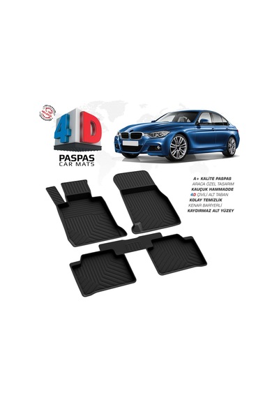 Bmw 3 Serisi F30 4d Araca Özel Havuzlu Kauçuk Paspas 2011 Ve Üzeri