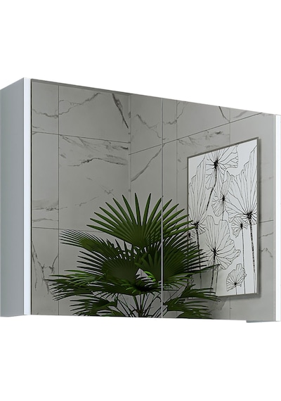 Banos Banyo Roomart Ad7 Kulpsuz 2 Kapaklı Mat Beyaz Mdf 80 Cm Aynalı Banyo Üst Dolabı Mat Beyaz