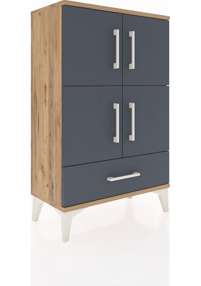 Arges Komodin 4 Raflı Tek Çekmeceli 4 Kapaklı 60x30x96 Çam-an... Çam