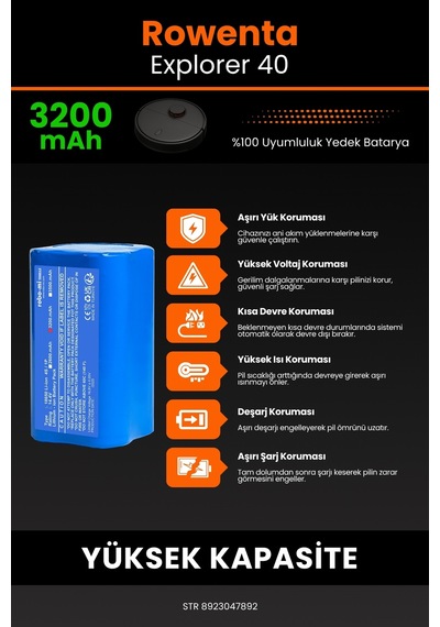 Rowenta X-Plorer 40 3200mAh Robot Süpürge Bataryası