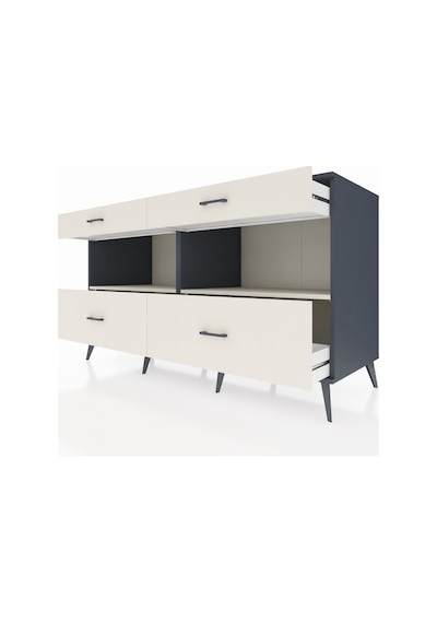 Kronos Konsol 2 Raflı 4 Çekmeceli 176x59x99 Antrasit-aytaşı Antrasit-aytaşı