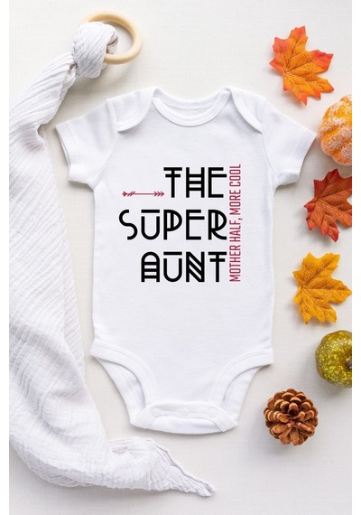 Babylimon Unisex Beyaz The Super Aunt Desenli Kısa Kol Body Beyaz - 103541549 Beyaz