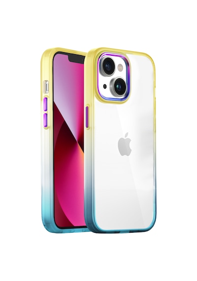 Apple Uyumlu iPhone Buff 13 Air Bumper Rainbow Kılıf Yellow Green