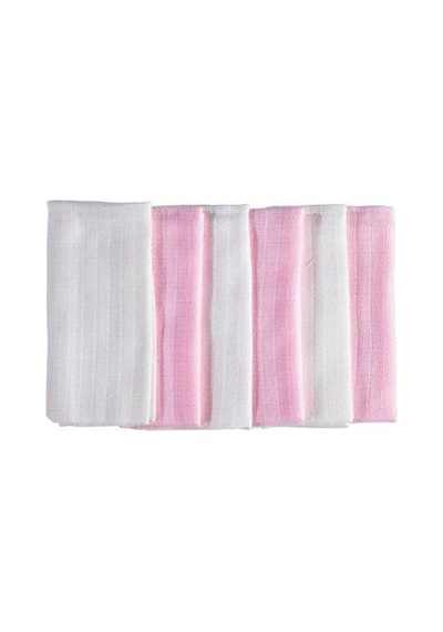 Mycey Müslin Kumaş Ağız Bezi 6'li Set, Pembe Beyaz Çok Renkli