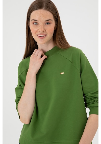 U.S. Polo Assn. Kadın Yeşil Regular Bisiklet Yaka Basic Sweatshırt 50313610-VR054